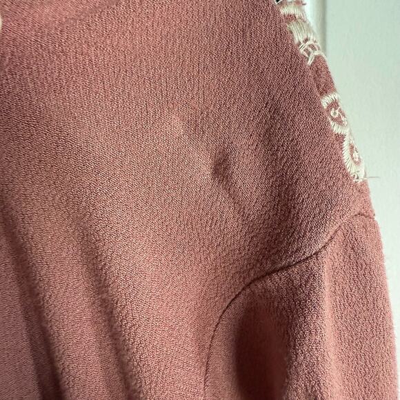 Forever 21 Womens Dress Sz 1X Mini Embroidered Dusty Rose Tunic Cottagecore - Picture 8 of 8